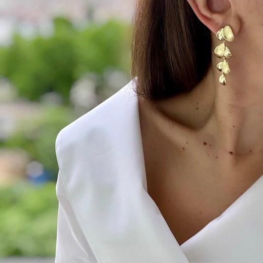Cavielle 14k Rengi Rodyum Kaplama Sallantılı Küpe