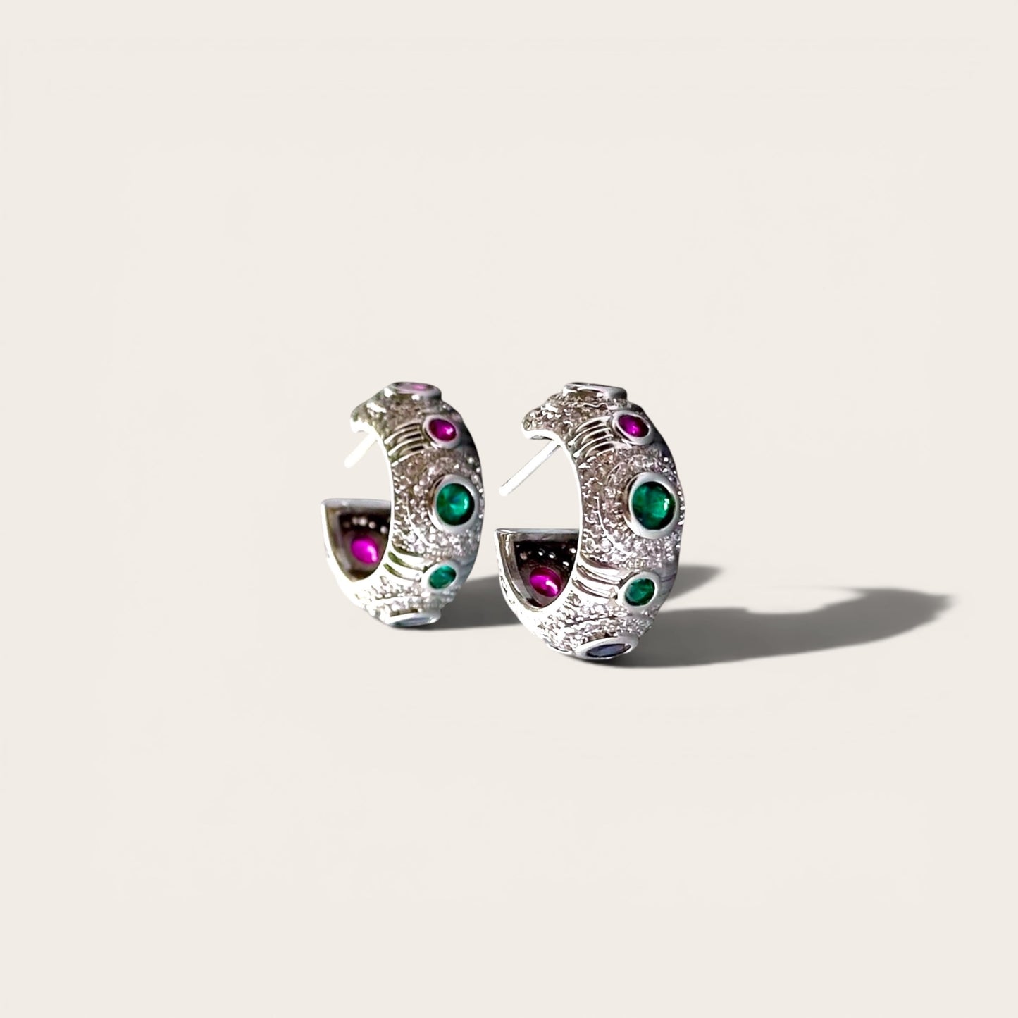 Maharani Silver Color Hoop Earrings