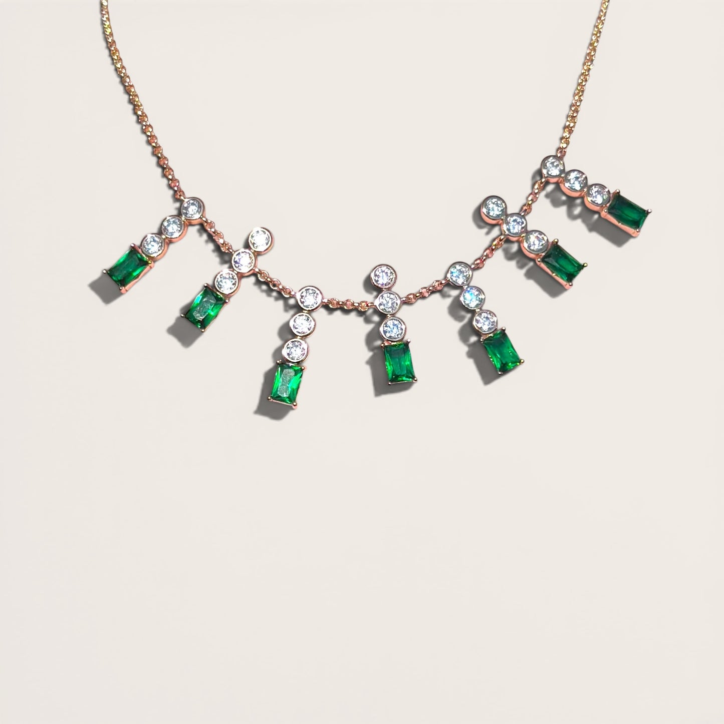 Aurelia Green 18K Rhodium Plated Necklace