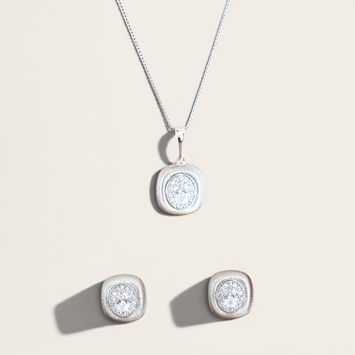 Kitty Silver Color Rhodium Plated Set