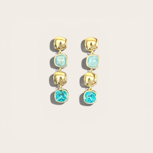 Blue Mano 14K Rodyum Kaplama Sallantılı Küpe