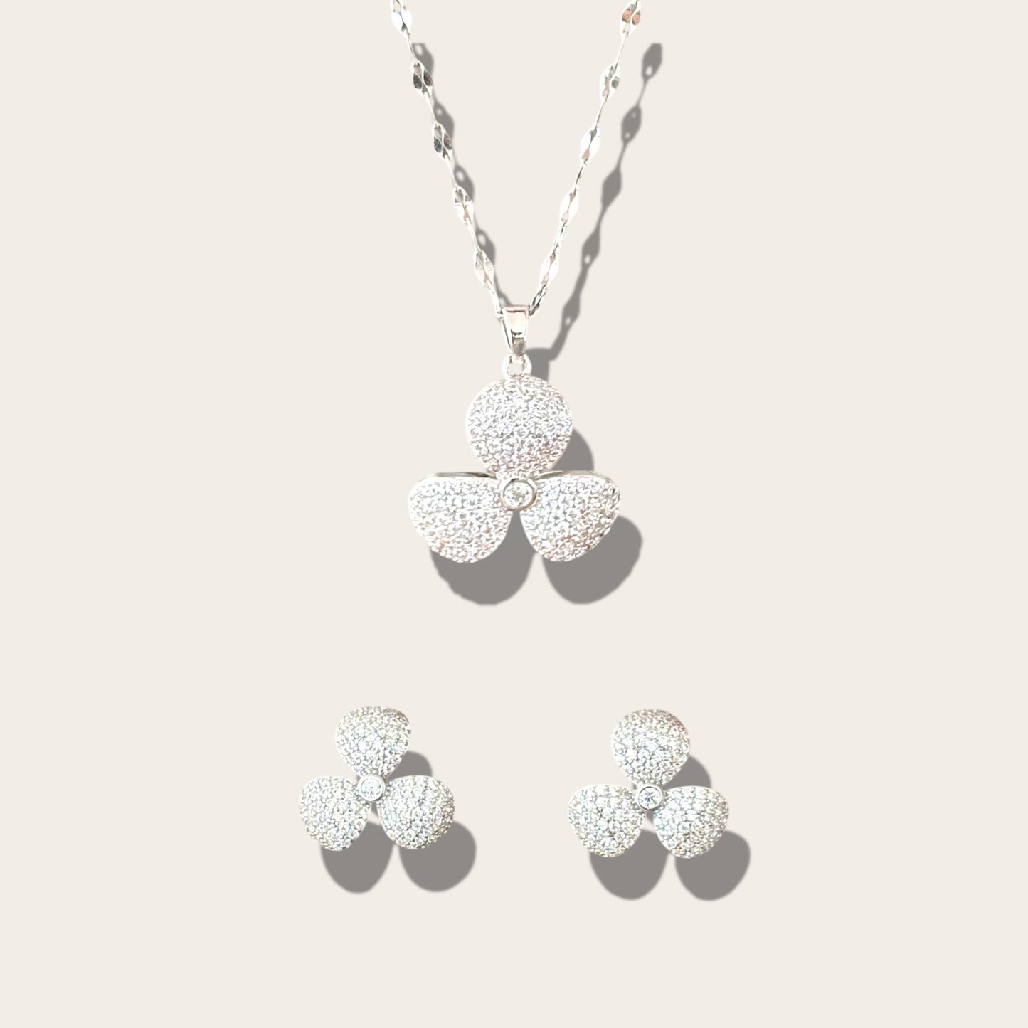 Mystara Silver Color Rhodium Plated Set