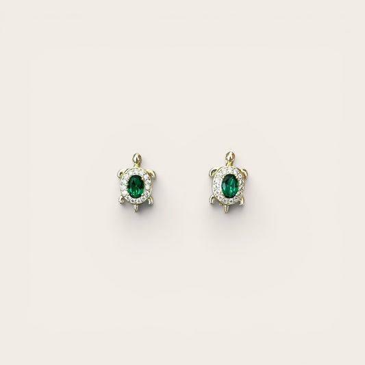 Turtle 14k Rengi Rodyum Kaplama Küpe
