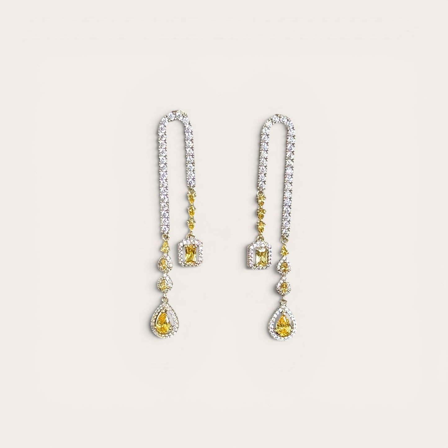 Yellow Crystal 14k Rengi Rodyum Kaplama Küpe