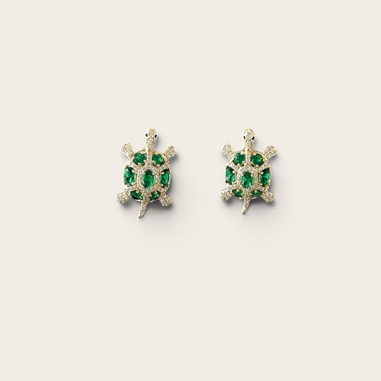 Green turtle 14k Rengi Rodyum Kaplama Küpe