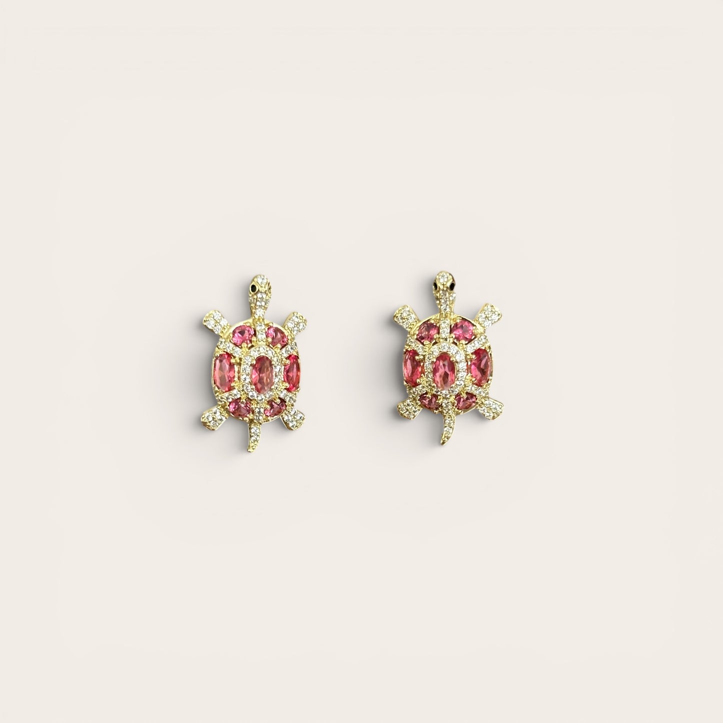 Pink turtle 14k Rengi Rodyum Kaplama Küpe