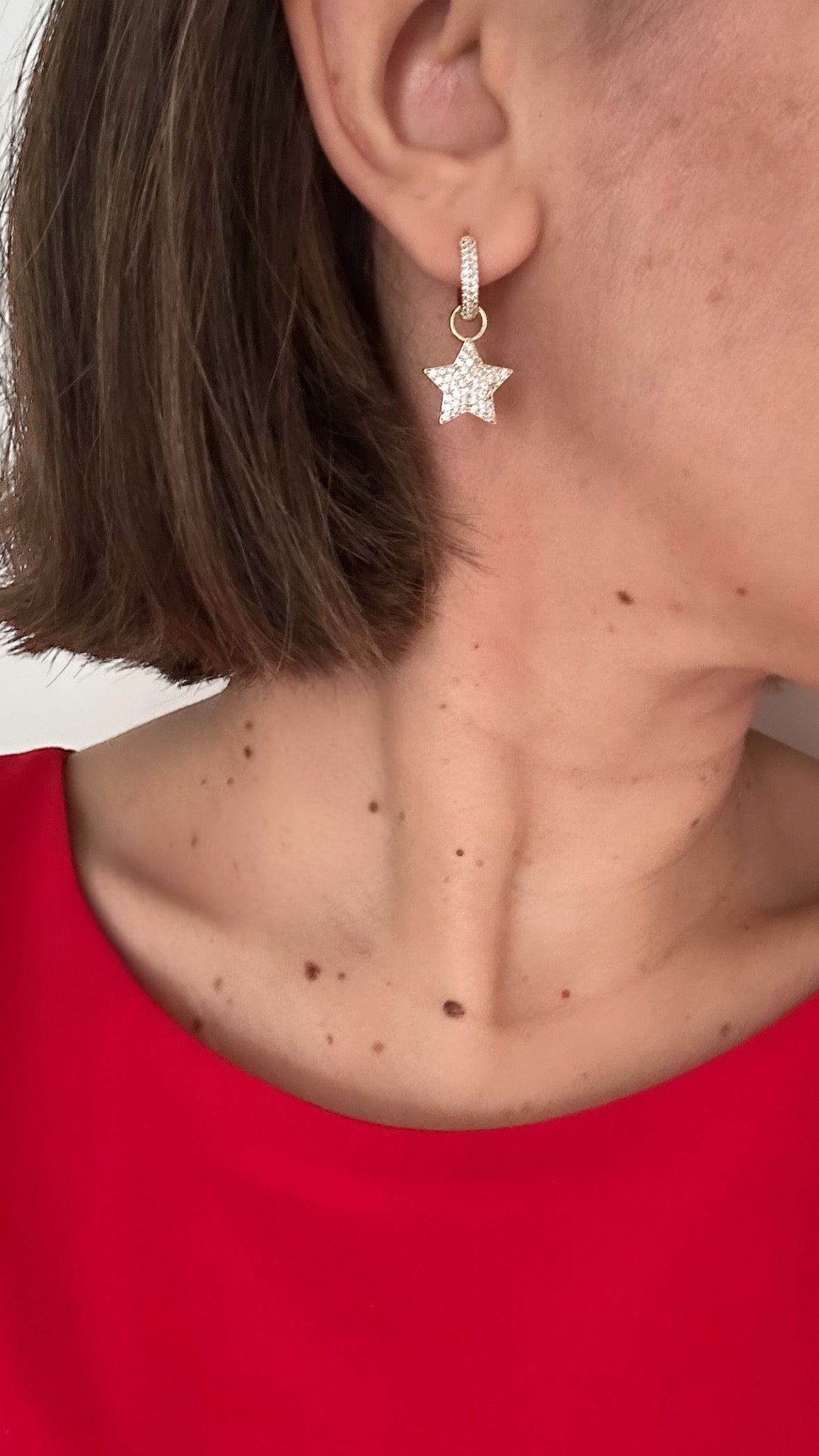 Star 14K Rhodium Plated Dangle Earrings