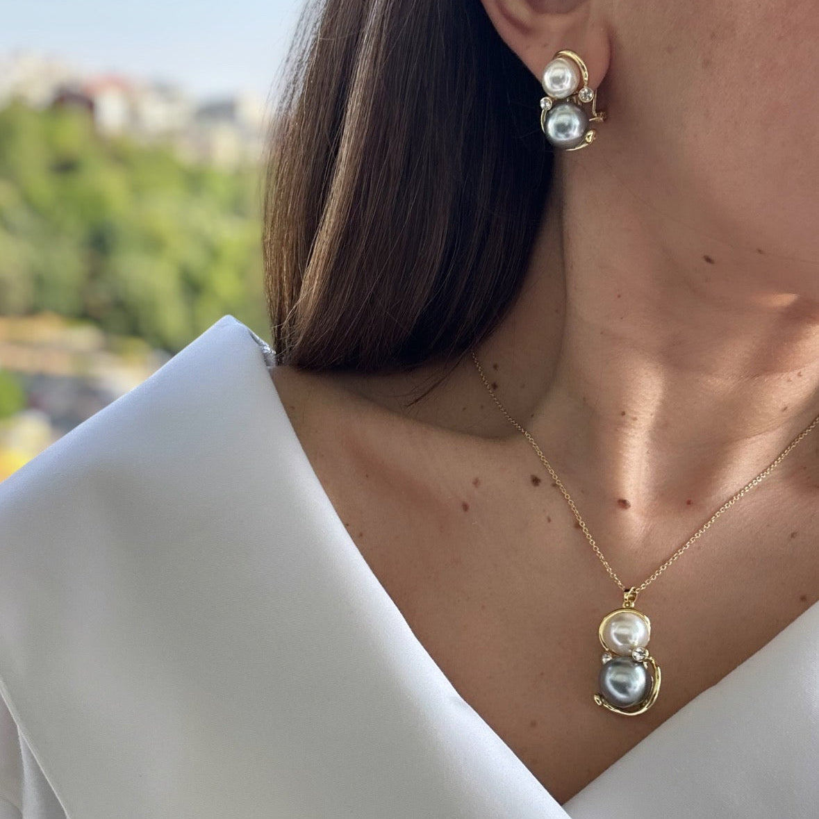 Asof 14k Rhodium Plated Necklace