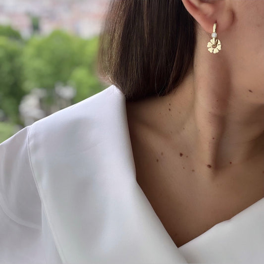 Guonca 14K Rengi Rodyum Kaplama Küpe
