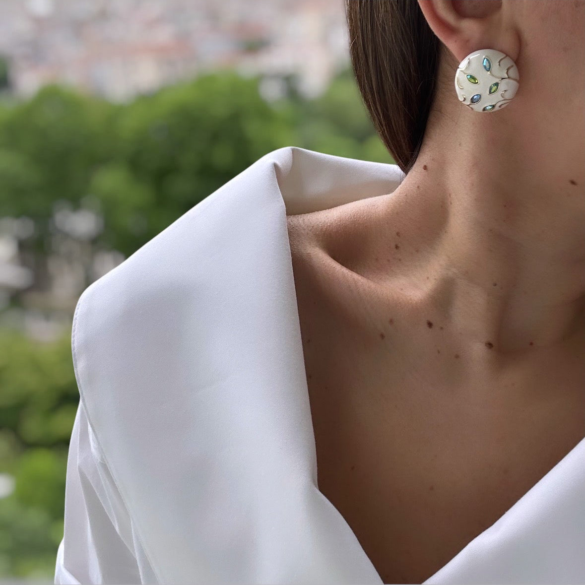 Gemini Gold Color Plated Dangle Earrings