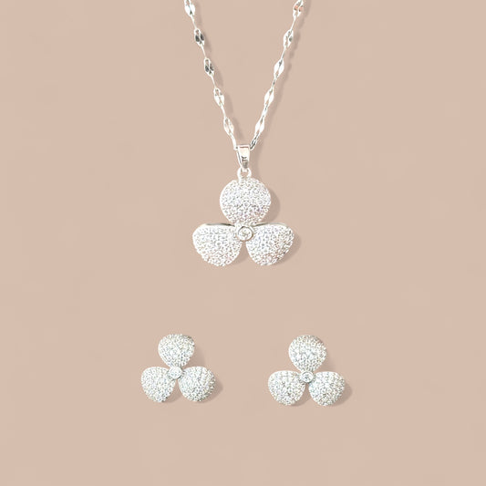 Mystara Silver Color Rhodium Plated Set