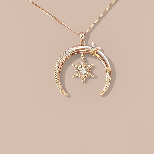 Lunar Star 18K Rodyum Kaplama Kolye